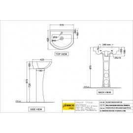 Wall Hung Basin with Full Pedestal