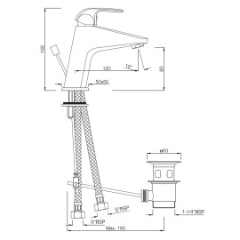  Single Lever Basin Mixer with Popup Waste